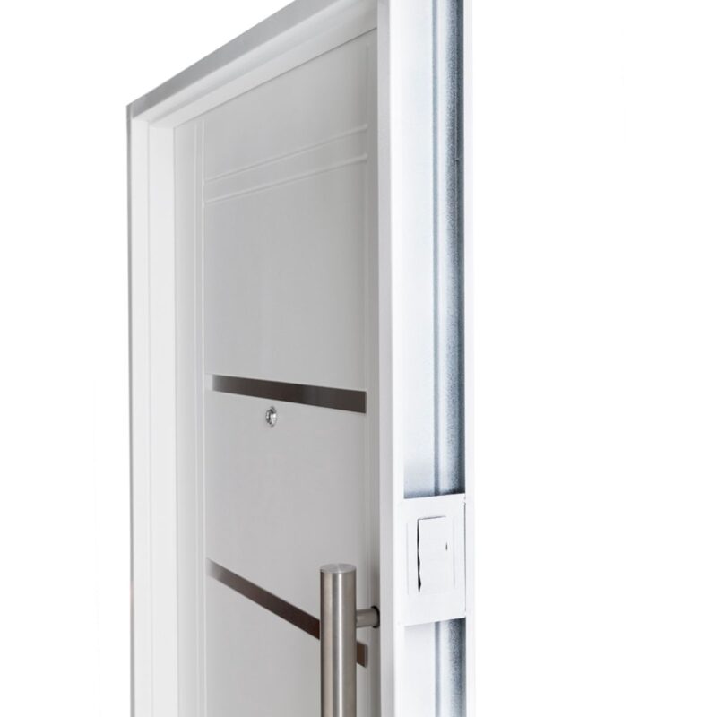 Puerta Inyectada BLANCA Insertos de ACERO barral CURVO Ciega - Imagen 2
