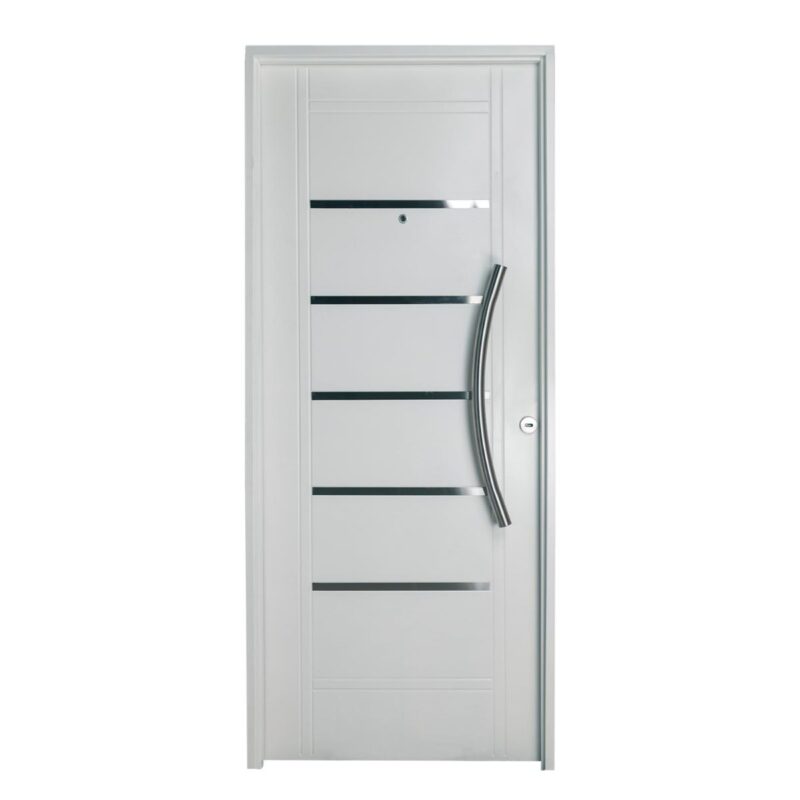 Puerta Inyectada BLANCA Insertos de ACERO barral CURVO Ciega