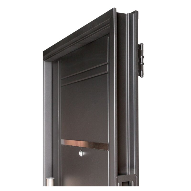 Puerta Inyectada NEGRA Insertos de ACERO barral REDONDO 75 cm Ciega - Imagen 3