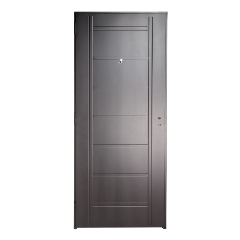 Puerta Inyectada NEGRA Insertos de ACERO barral REDONDO 75 cm Ciega - Imagen 2