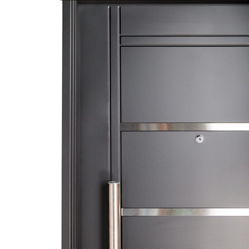 Puerta Inyectada Negra Insertos de ACERO barral CURVO Ciega - Imagen 3