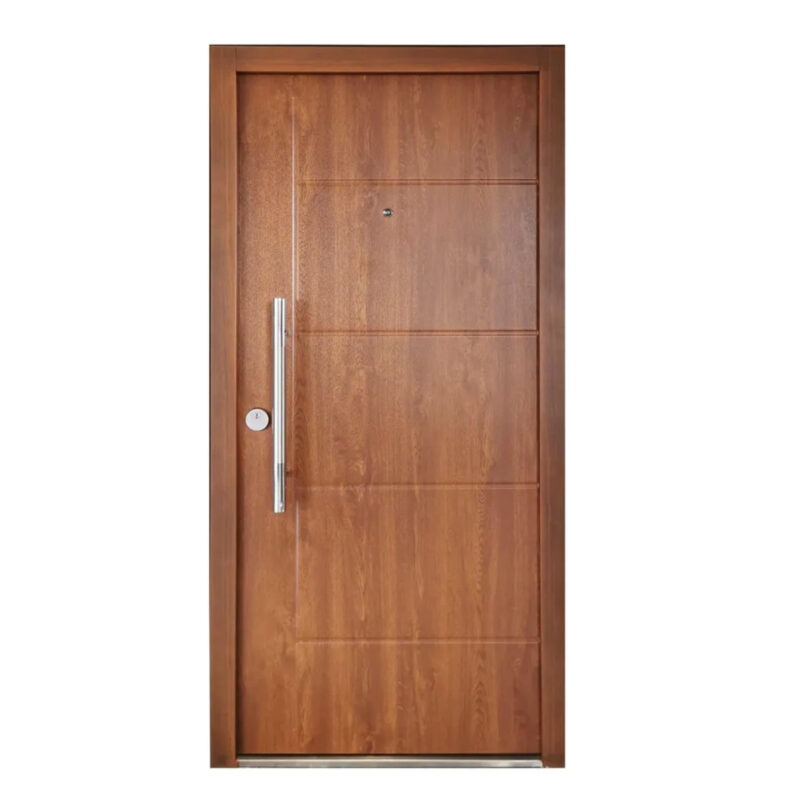 Puerta De Seguridad Inviolable Cerradura Multianclaje y Bisagras Ocultas Simil Madera